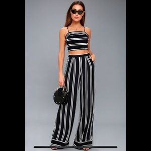 Lulu’s Coastal Living Navy Blue and White Striped Two-Piece Jumpsuit